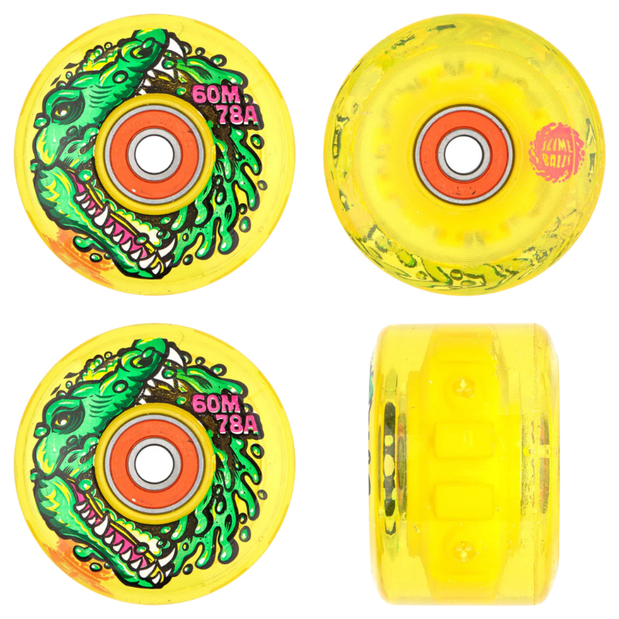 Slime Balls Gator Swamp Spew Light Ups OG Slime 60mm 78A yellow
